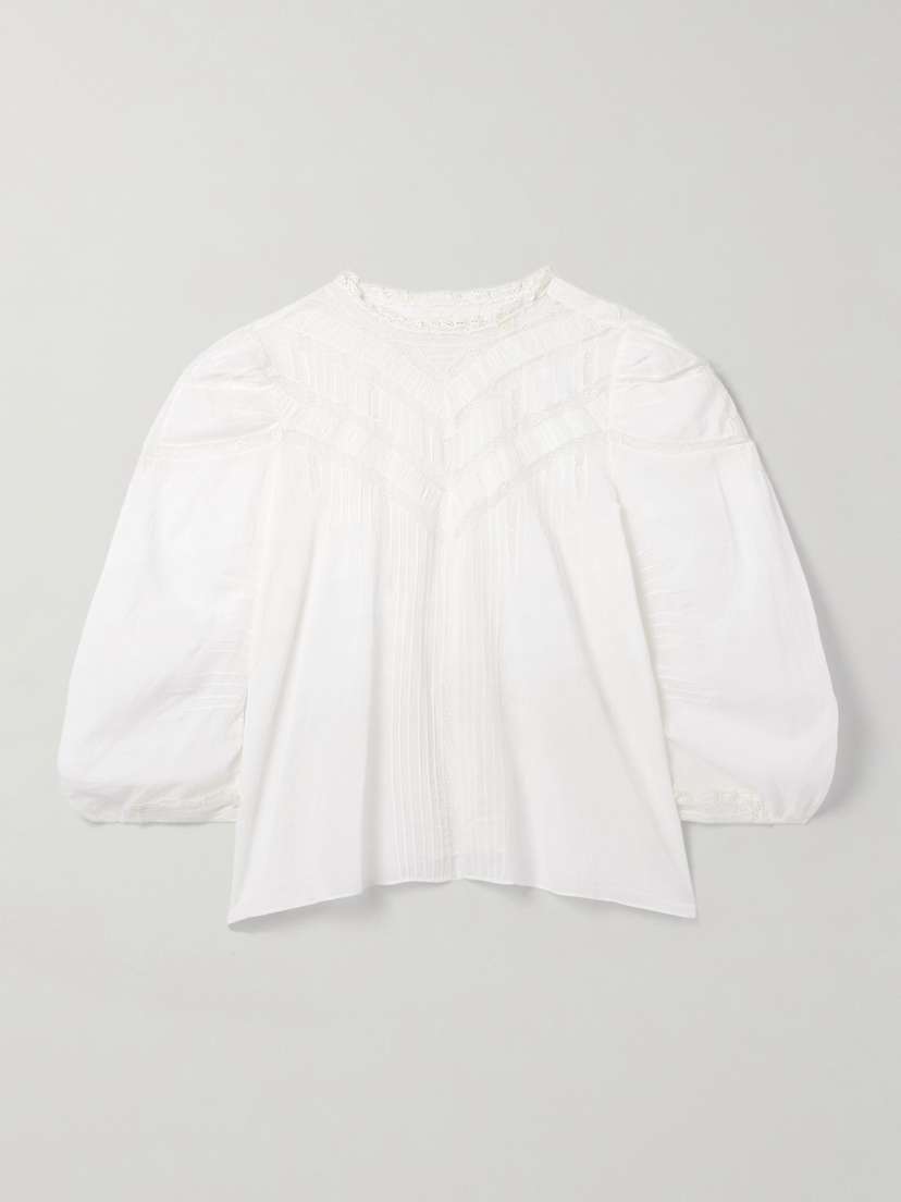 DÔEN Adelphine Crochet-trimmed Pintucked Organic Cotton-voile Blouse