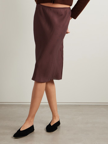 Dôen Elowette polka-dot silk-blend twill midi skirt