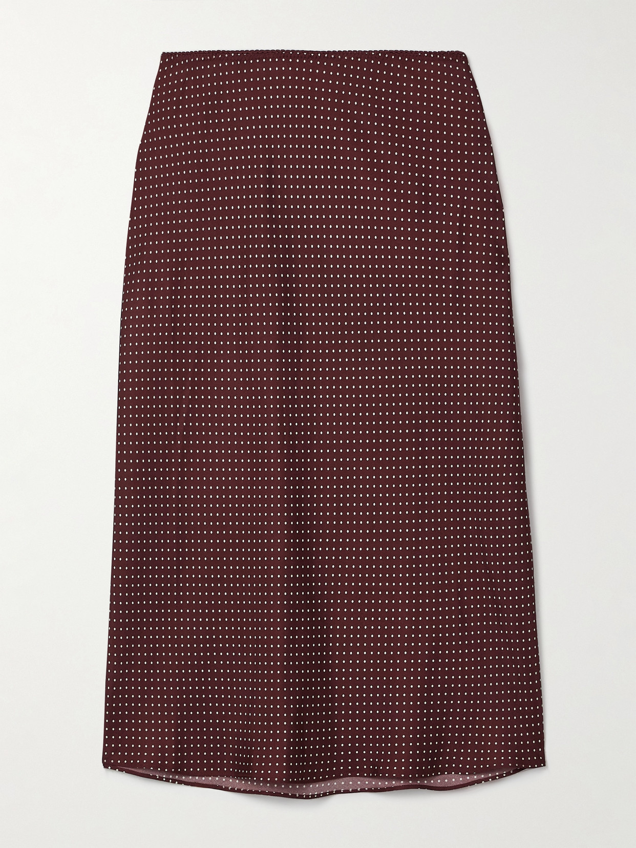 Doen Elowette Polka-dot Silk-blend Twill Midi Skirt In Burgundy