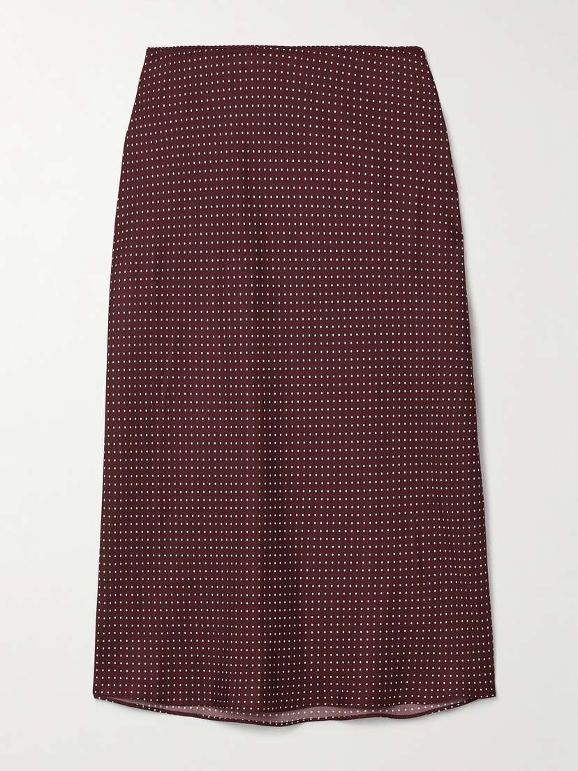 DÔEN Elowette Polka-dot Silk-blend Twill Midi Skirt