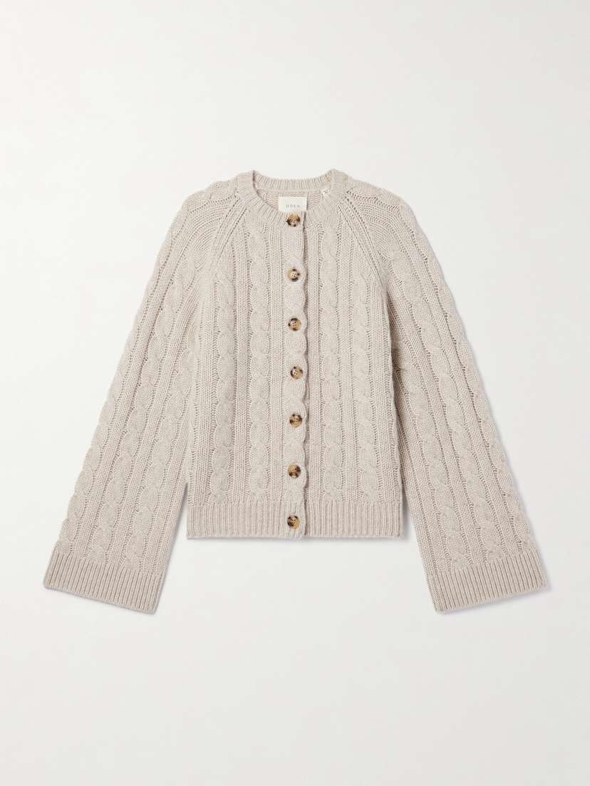 DÔEN Virginie Cable-knit Cashmere Cardigan