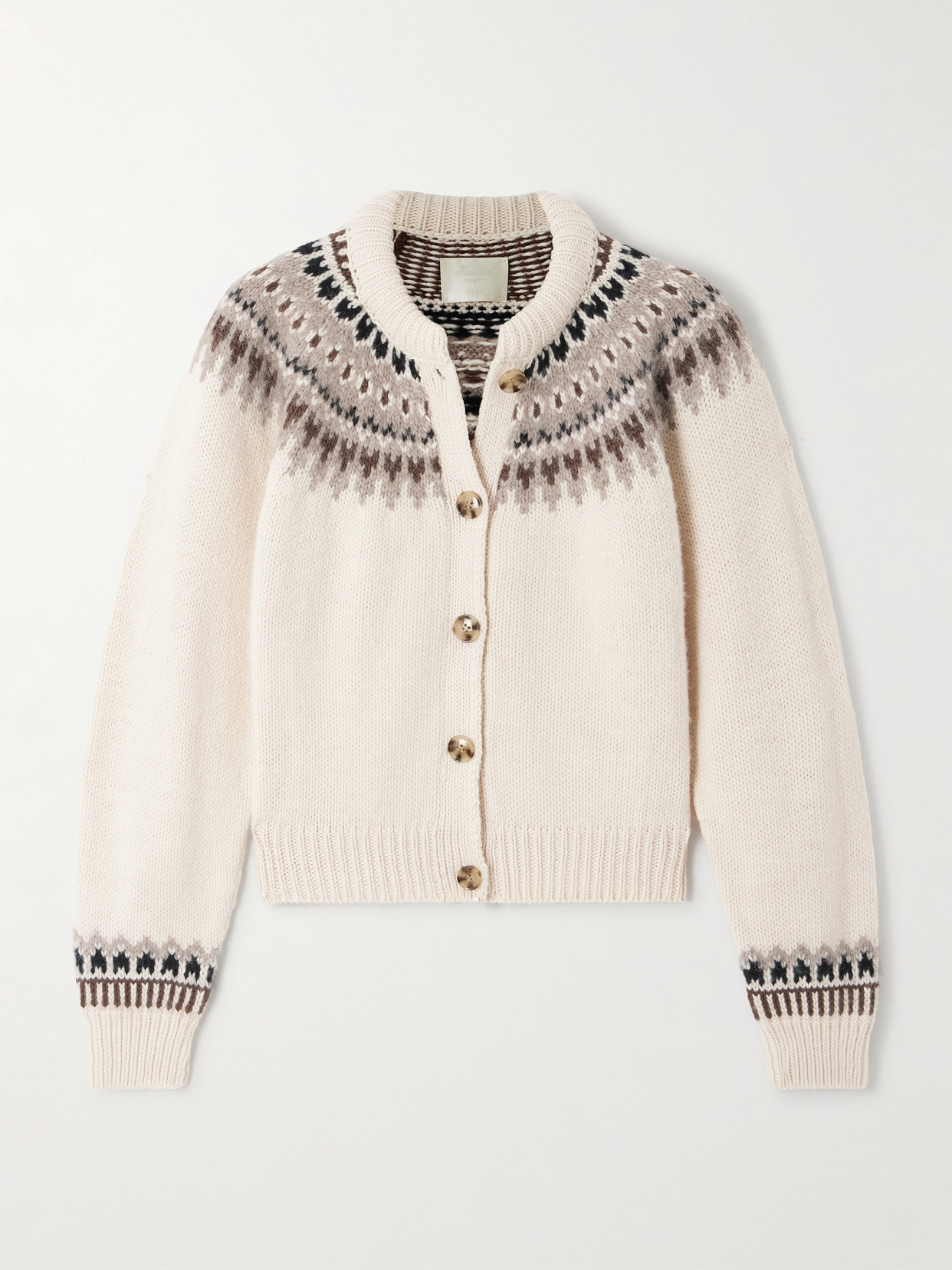 Doen Clarke Fair Isle Wool-blend Cardigan In White