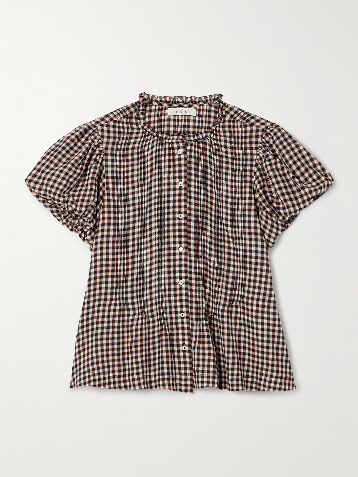Doen Millie Ruffled Checked Organic Cotton-voile Blouse In Multi