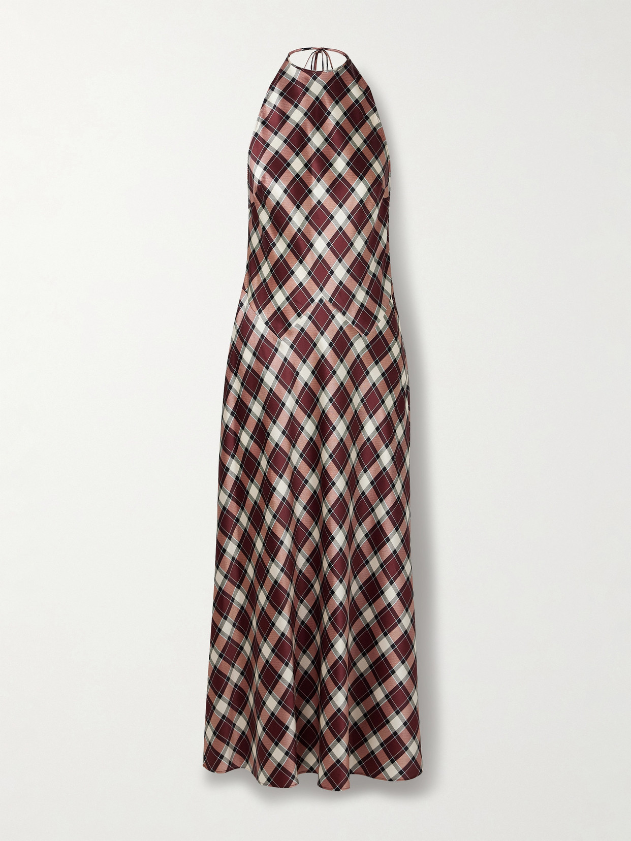 Doen Maxime Checked Silk-satin Halterneck Maxi Dress In Multi