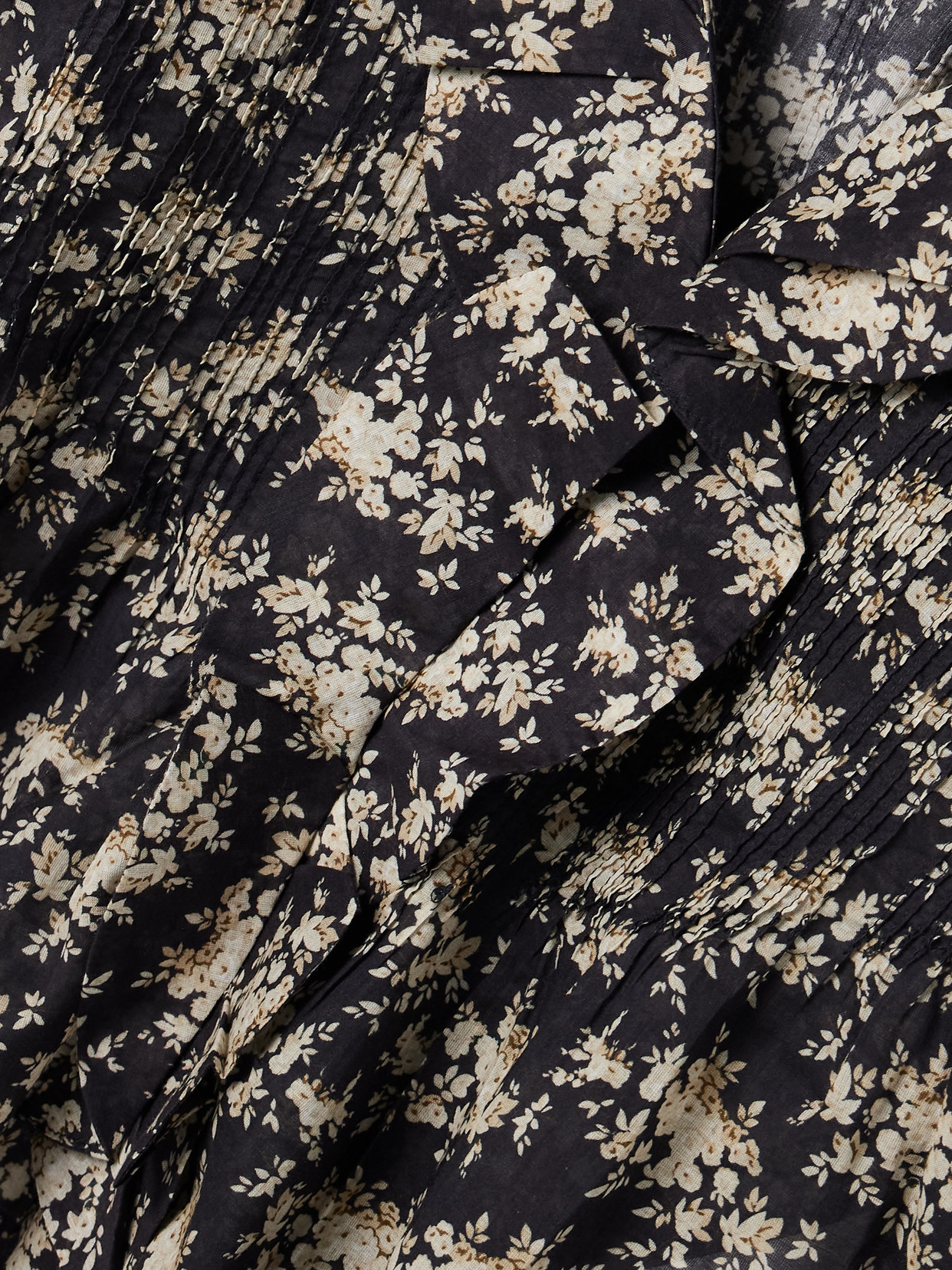 Dôen - Henri Ruffled Pintucked Floral-Print Organic Cotton-Voile Top