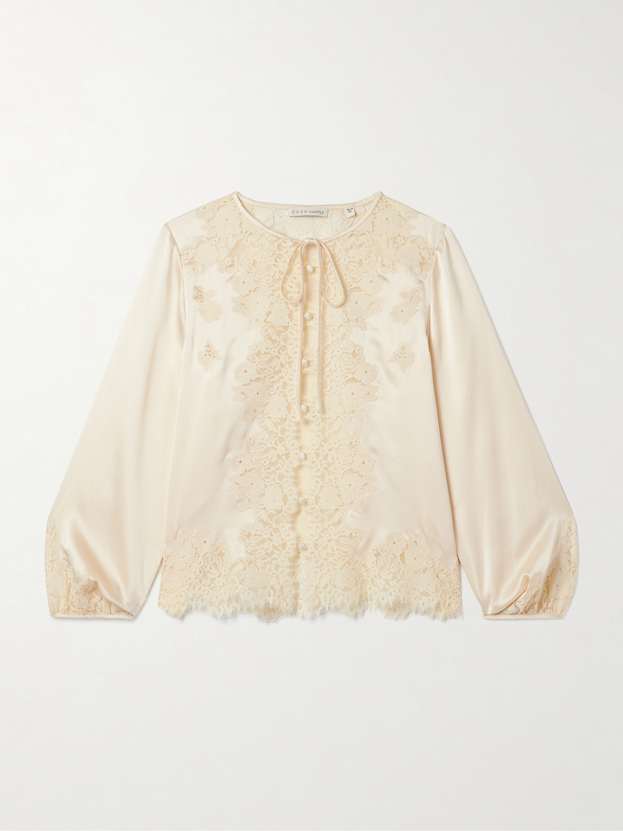 Dôen Lucine lace-trimmed silk-satin blouse thumbnail