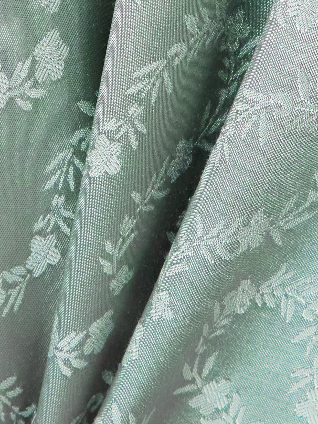 Doen Ginette Paneled Floral-jacquard Satin Midi Dress In Green