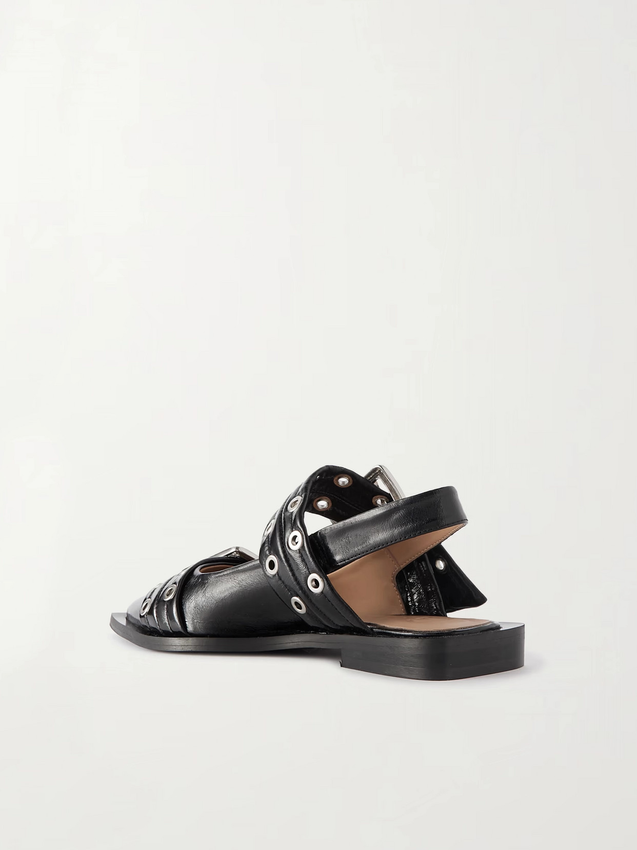 Ganni Embellished Recycled Point-toe Slingback Flats In Multi