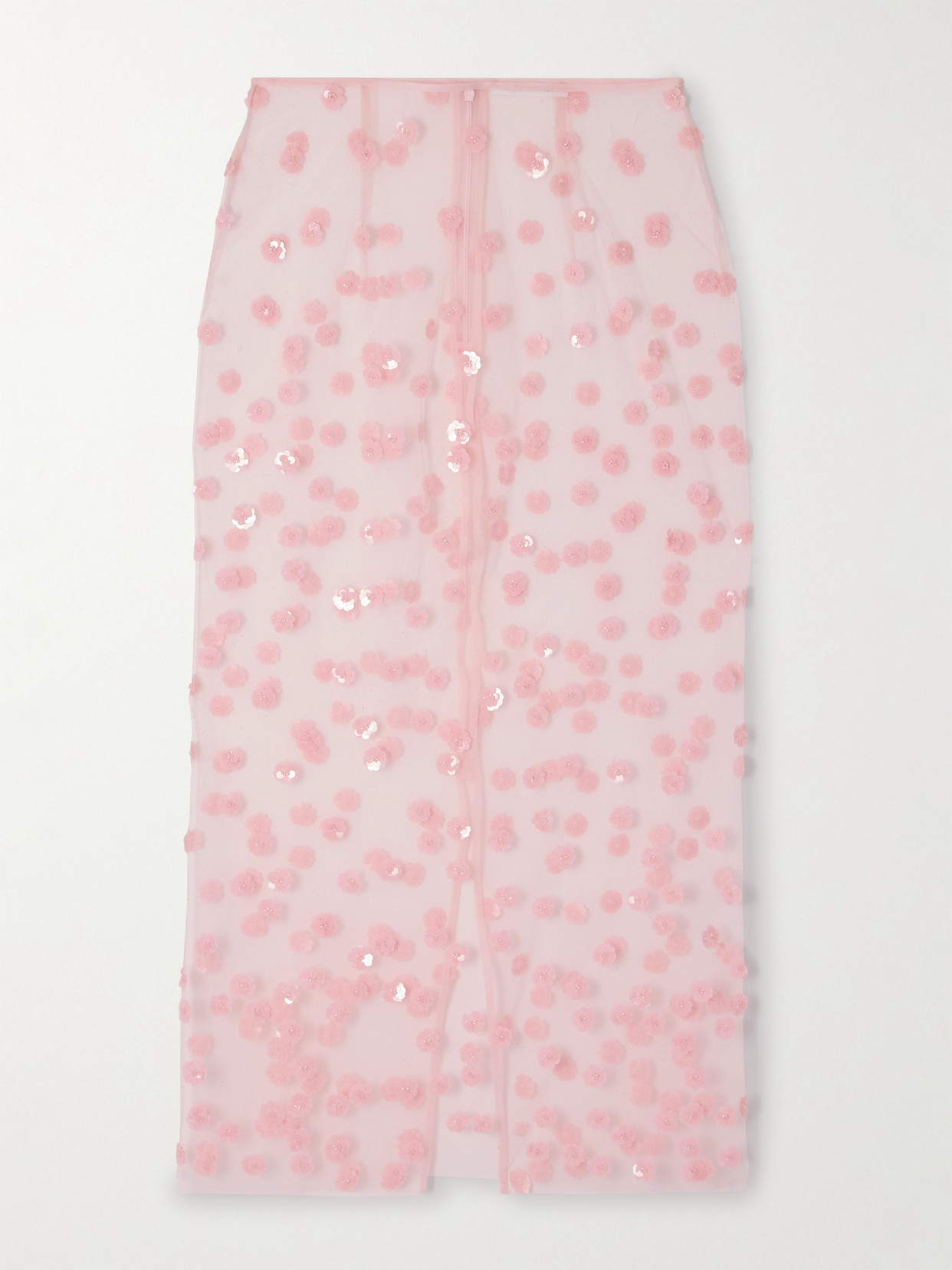 Cecilie Bahnsen Gus Embellished Tulle Midi Skirt In Pink