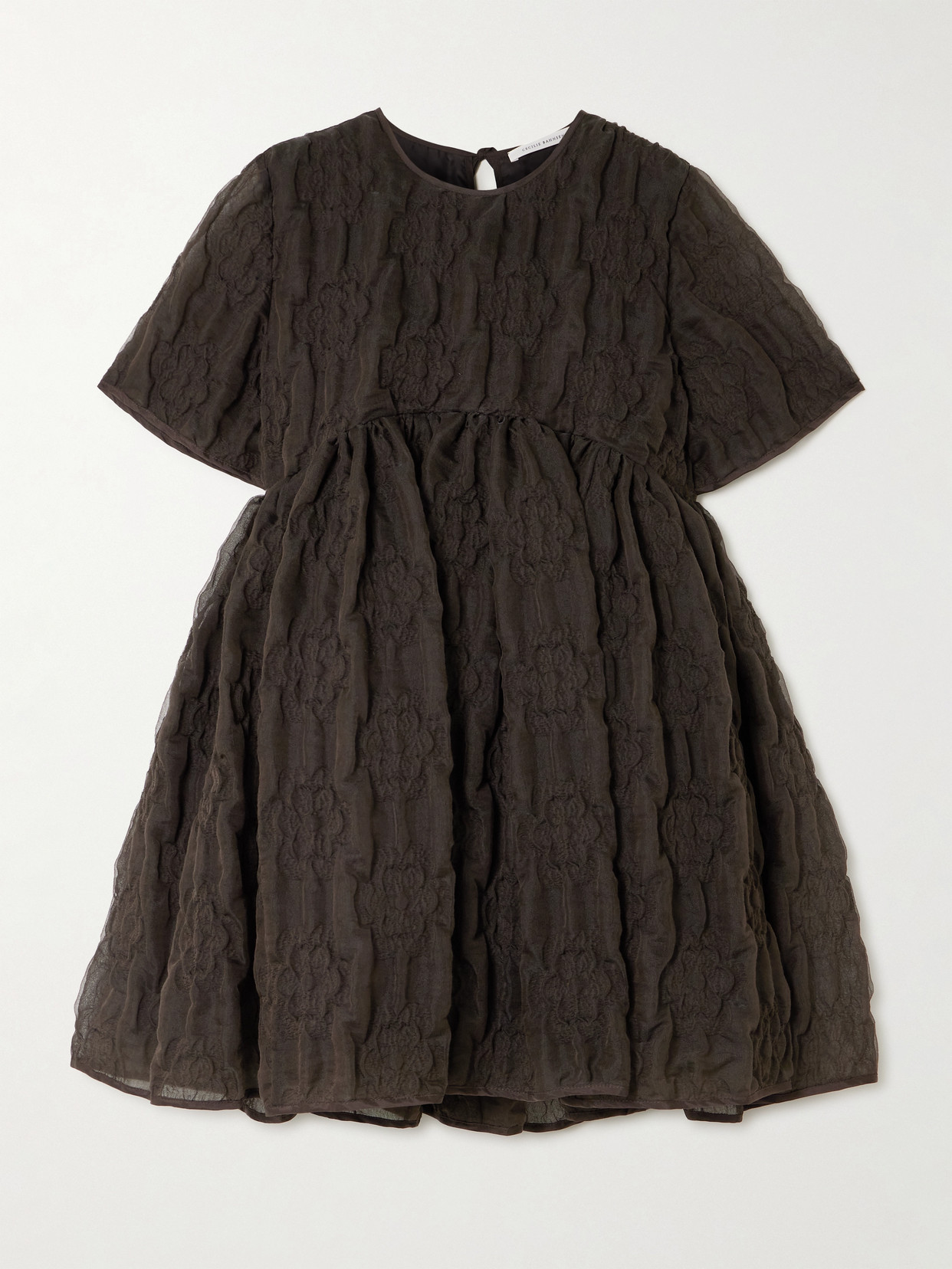 Cecilie Bahnsen Britney Tie-back Matelassé Mini Dress In Brown