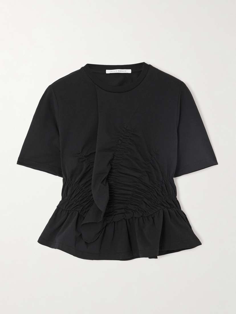 Cecilie Bahnsen Ruched Stretch-cotton Jersey T-shirt