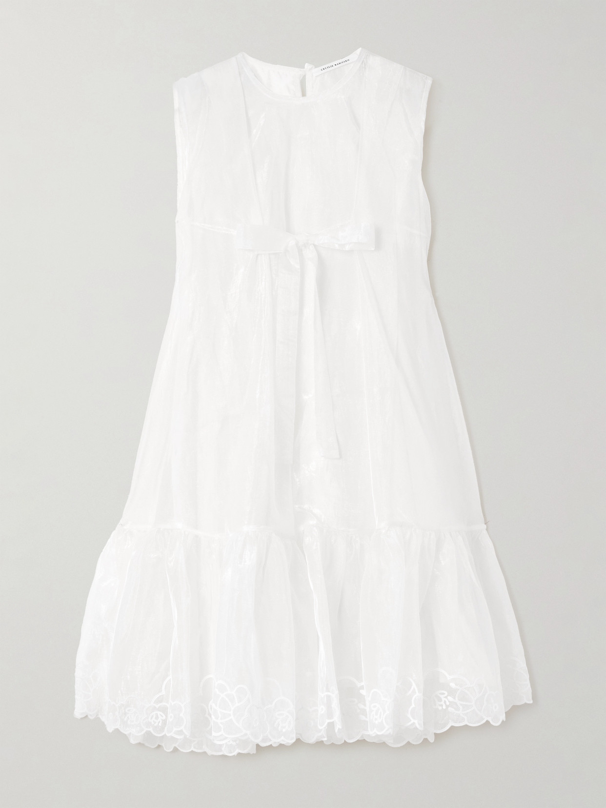 Cecilie Bahnsen Embroidered Bow-embellished Organza Mini Dress In White