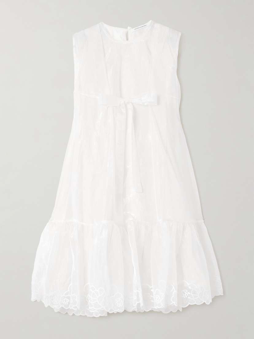 Cecilie Bahnsen Embroidered Bow-embellished Organza Mini Dress