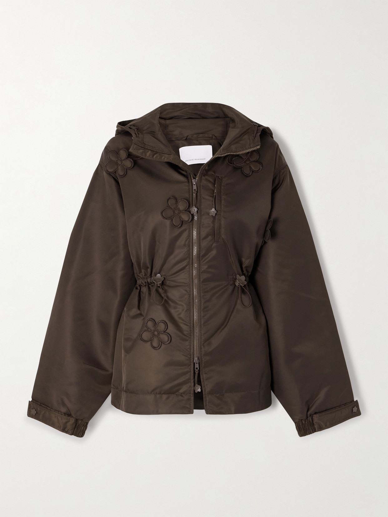 Cecilie Bahnsen Becky Hooded Appliquéd Padded Shell Jacket In Brown