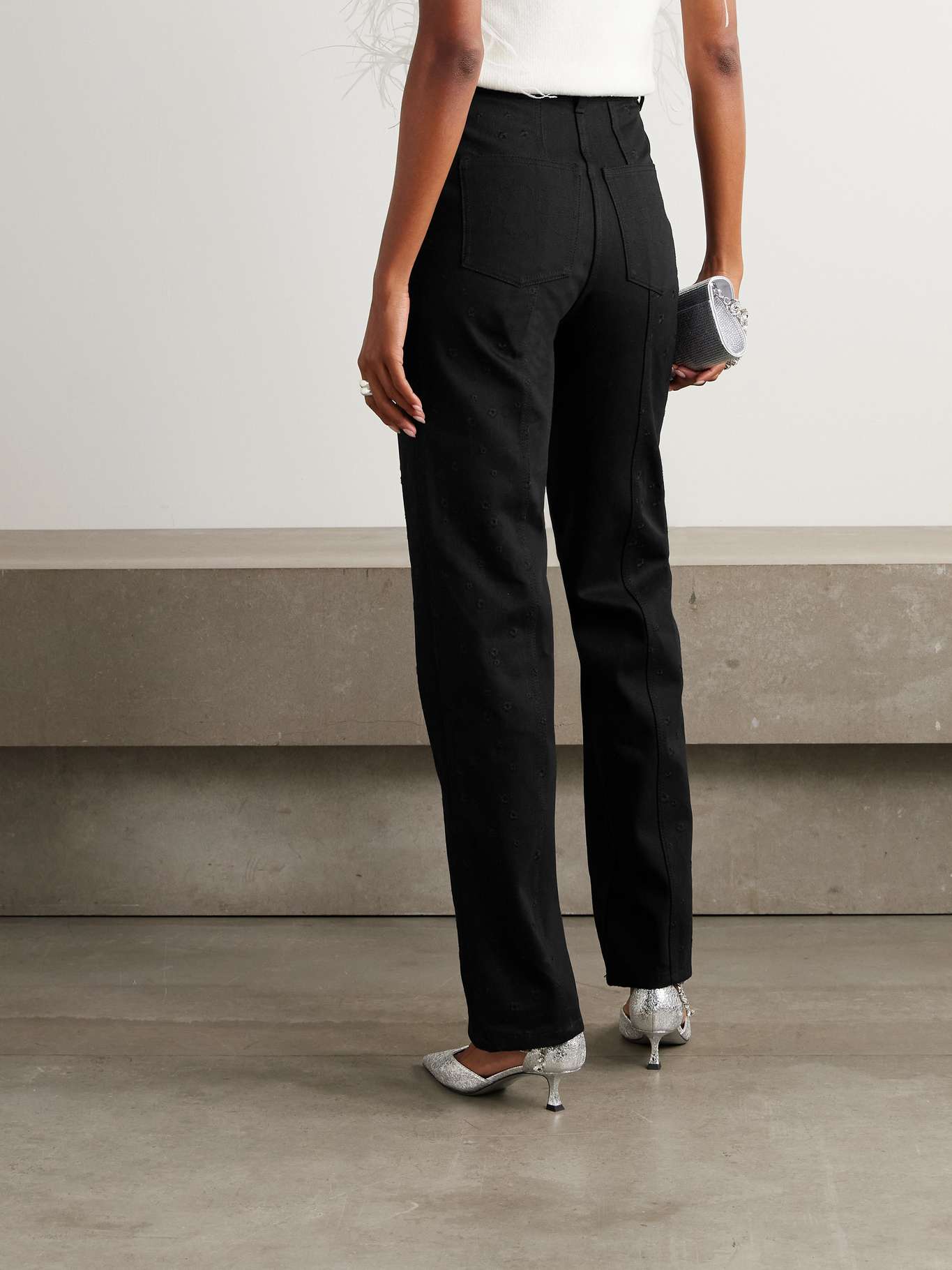 Cecilie Bahnsen Bliss Trousers in Embroidered Denim Black main image 1