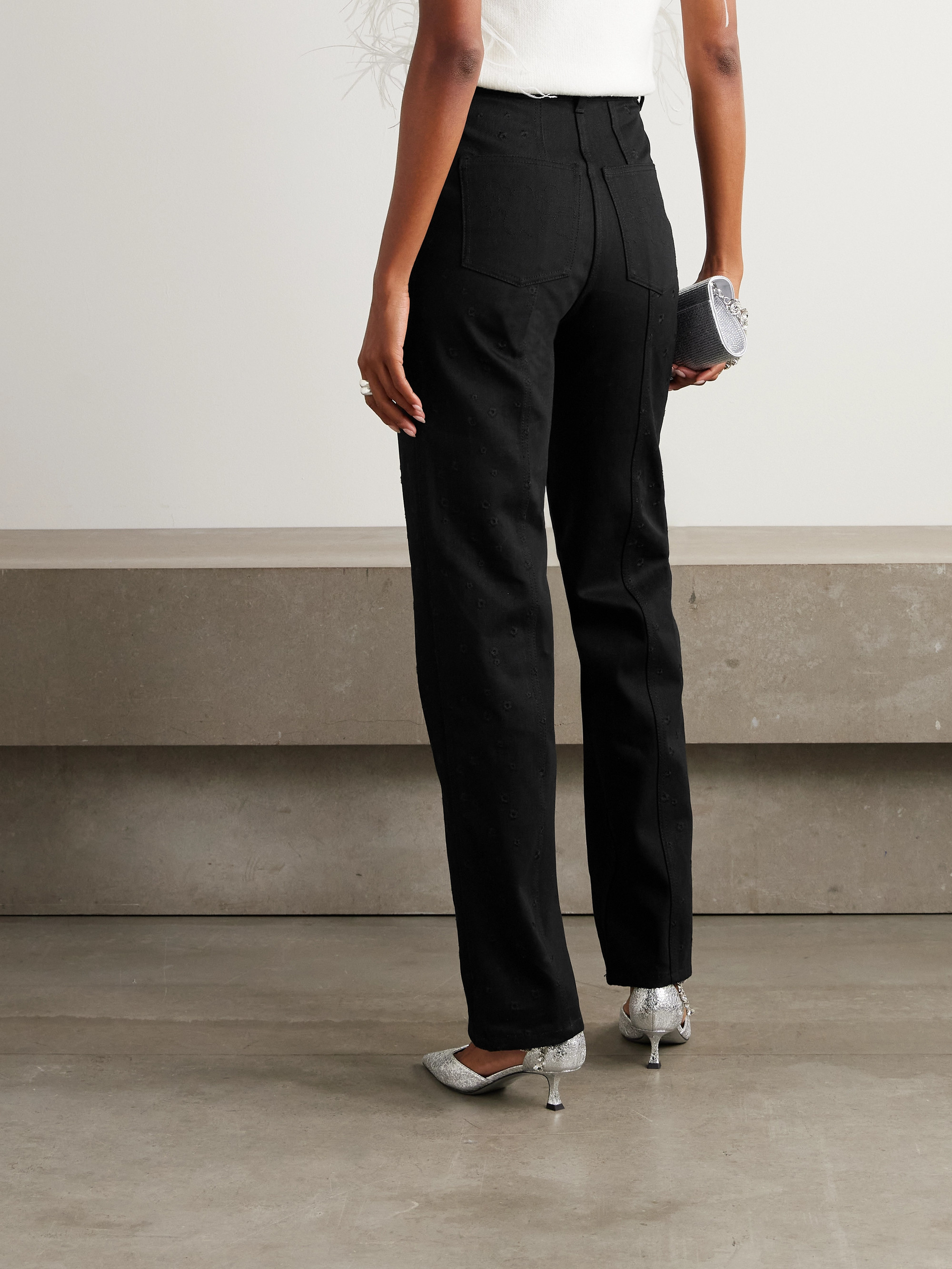 Cecilie Bahnsen - Bliss embroidered cotton-gabardine straight-leg