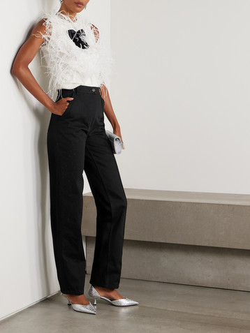 Cecilie Bahnsen Bliss embroidered cotton-gabardine straight-leg pants