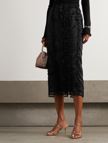 Cecilie Bahnsen Ocean ruffled silk-organza midi skirt