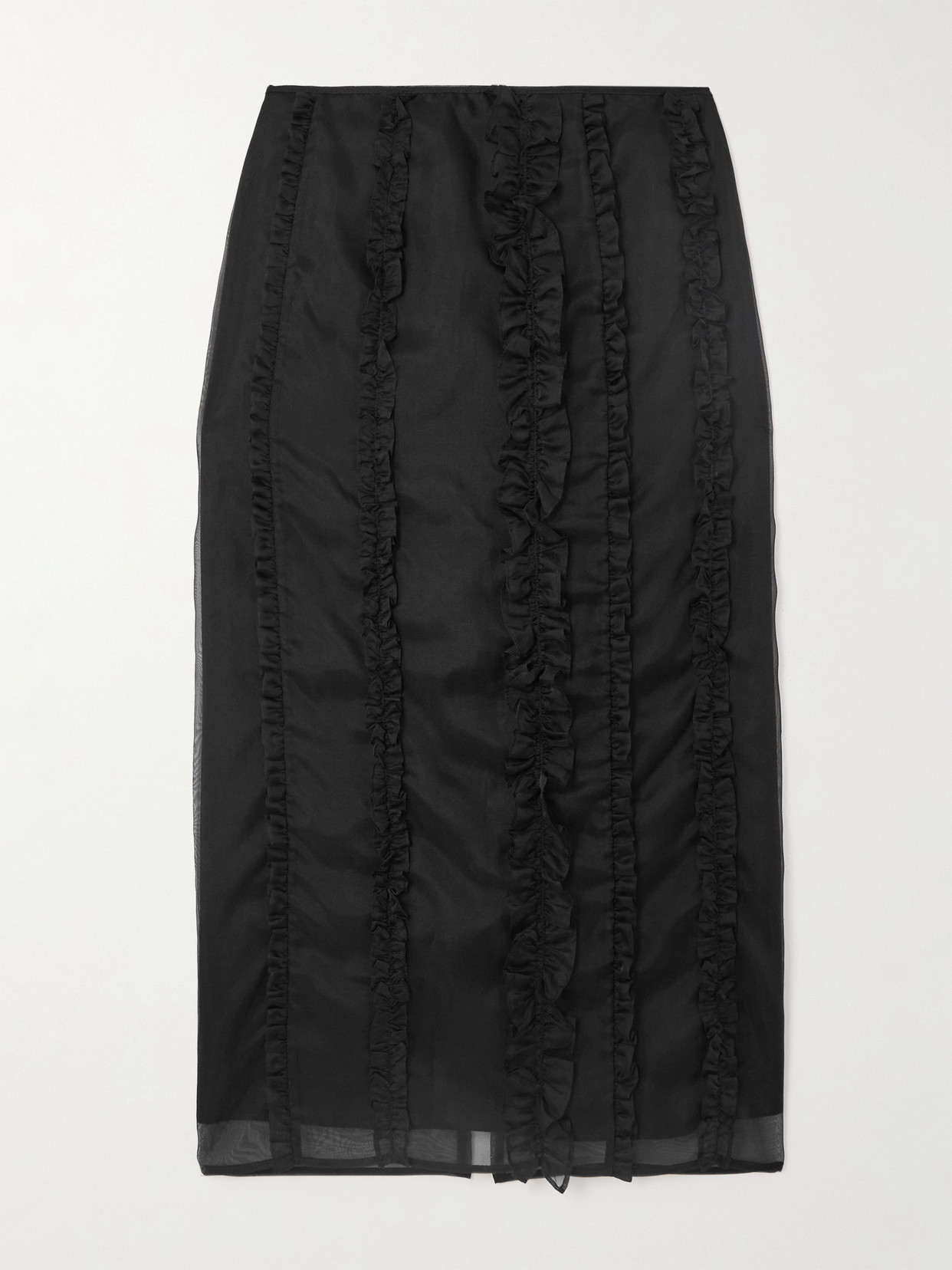 Cecilie Bahnsen Ocean Ruffled Silk-organza Midi Skirt In Black