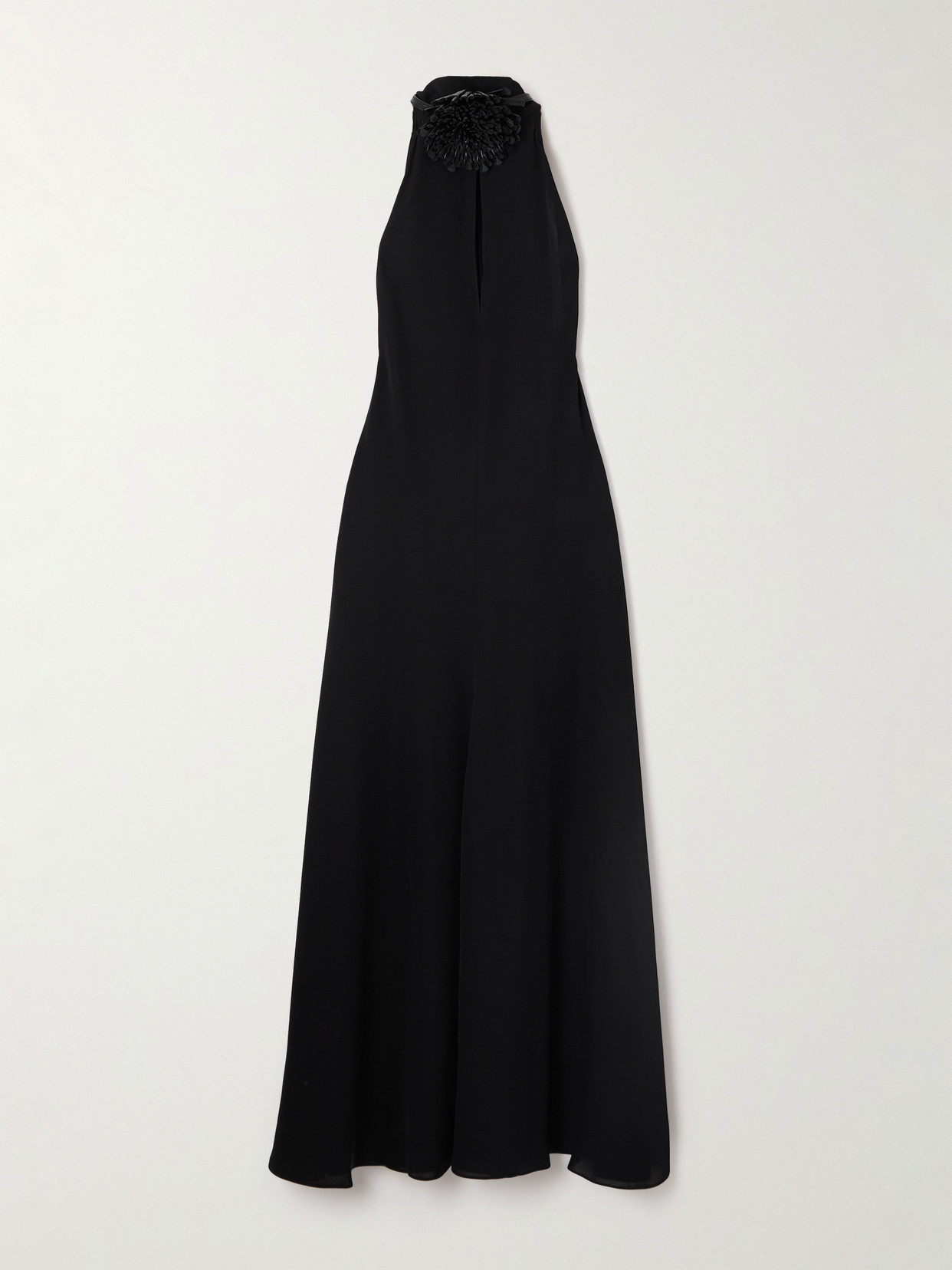 Alaïa Cut-out Embellished Leather-trimmed Crepe Midi Dress In Black