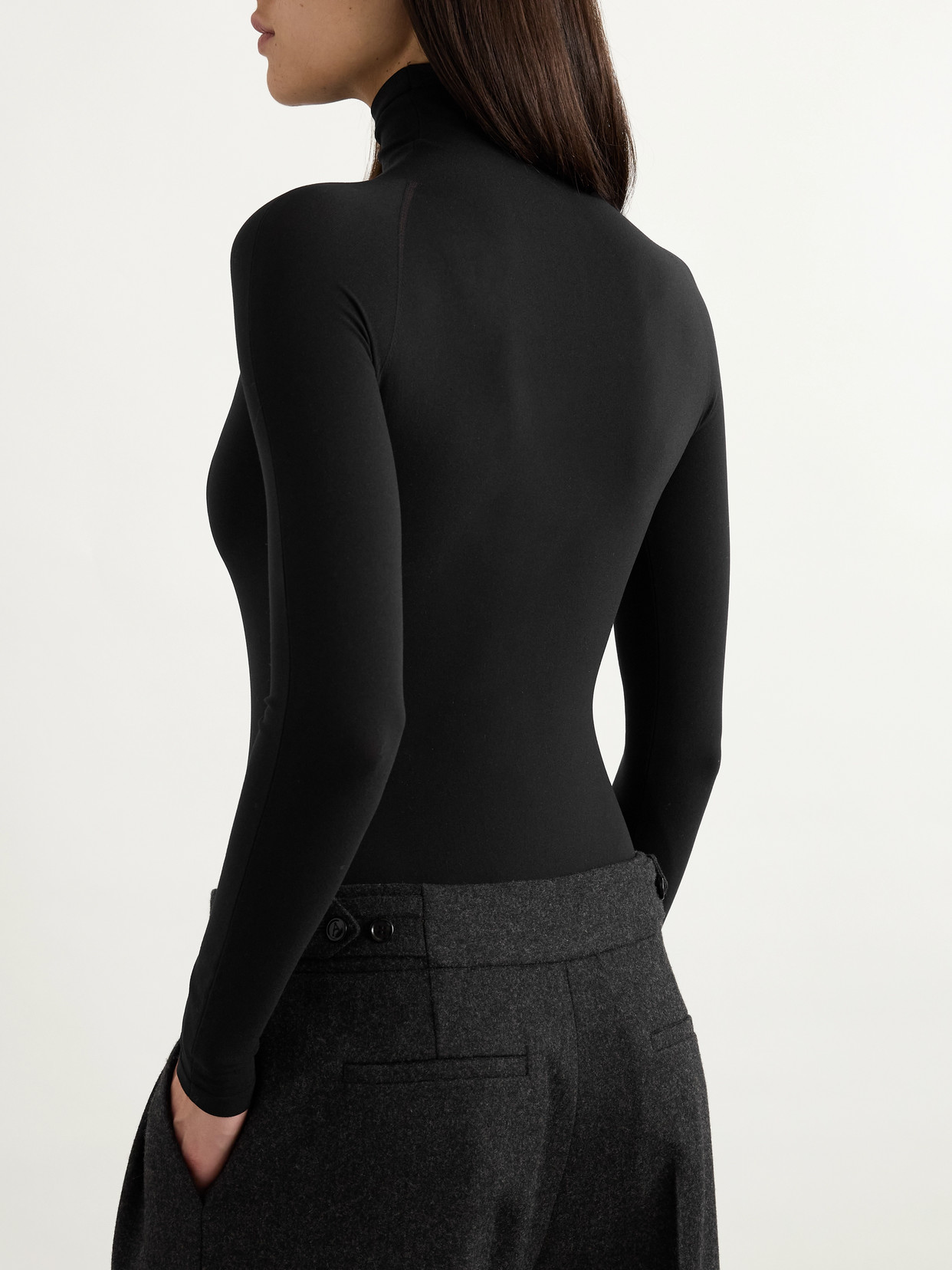 Alaïa Stretch-jersey Turtleneck Bodysuit In Black