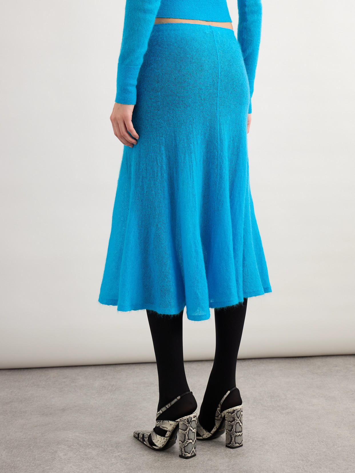 Alaïa Circle Mohair And Wool-blend Midi Skirt In Blue