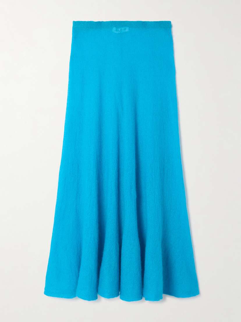 Alaïa Pleated Mohair-blend Midi Skirt