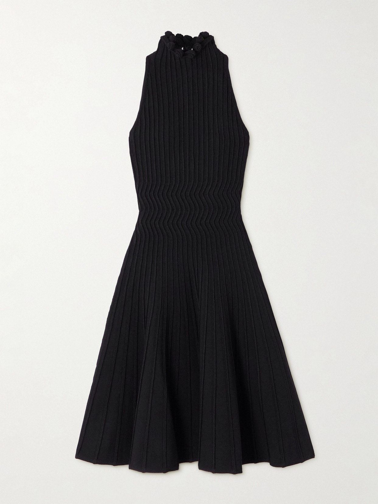 Alaïa Ribbed-knit Turtleneck Dress In Black