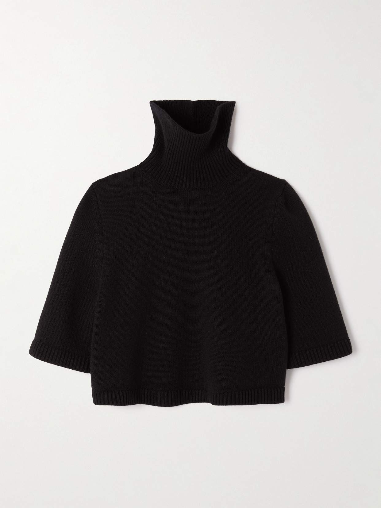 Alaïa Cropped Cashmere-blend Turtleneck Sweater In Black