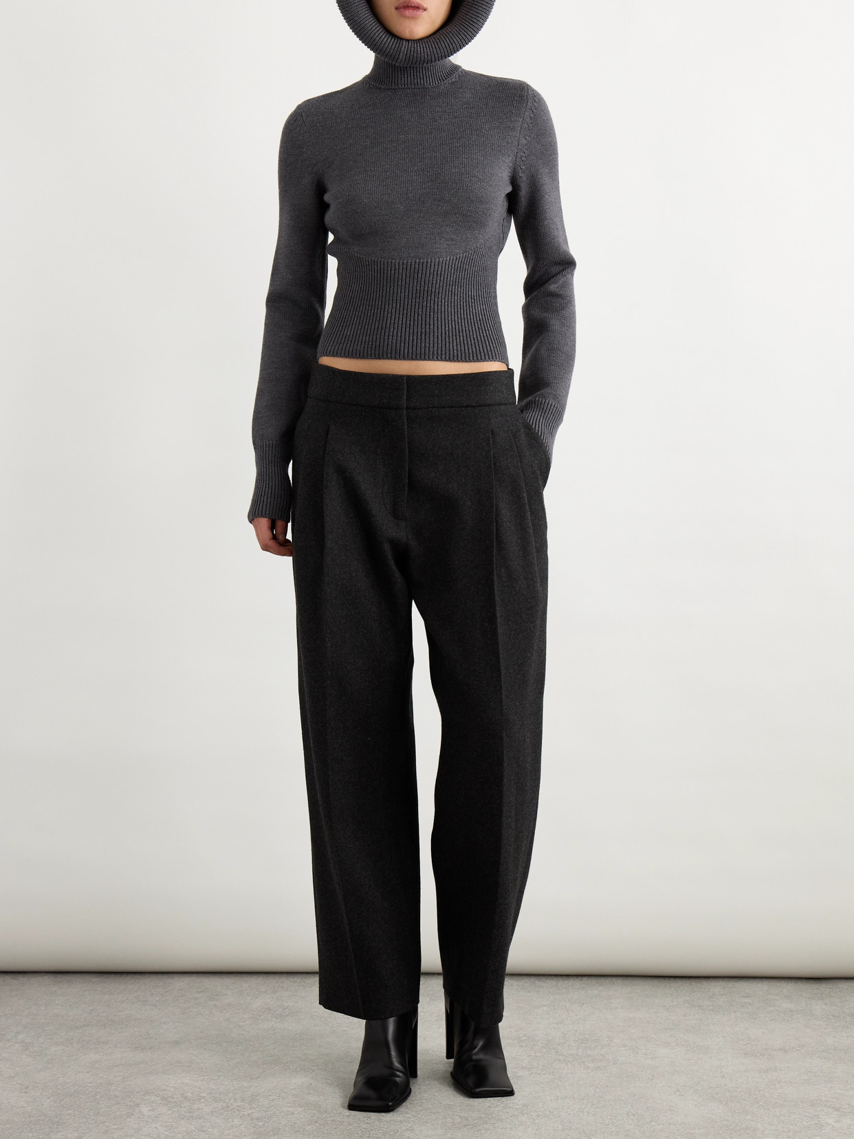 Alaïa Long-sleeved Sweater In Gray