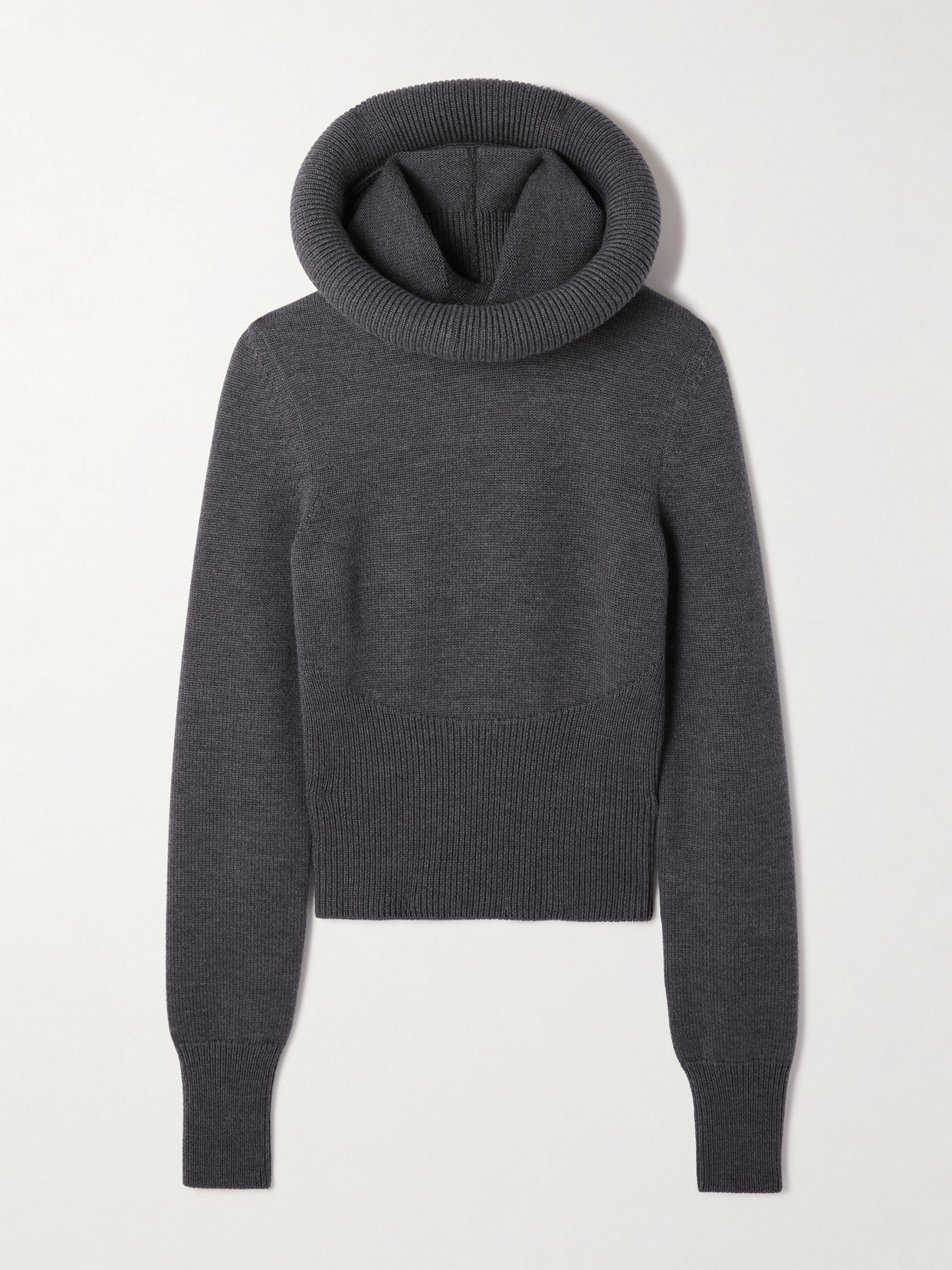 Alaïa Wool Hooded Sweater In Gray