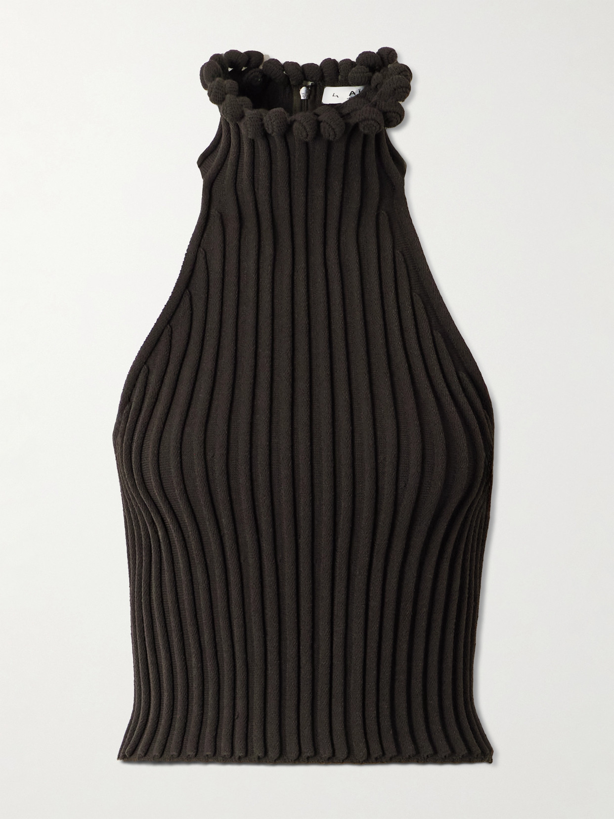 Alaïa Ribbed-knit Halter Top With Wavy Finish In Black