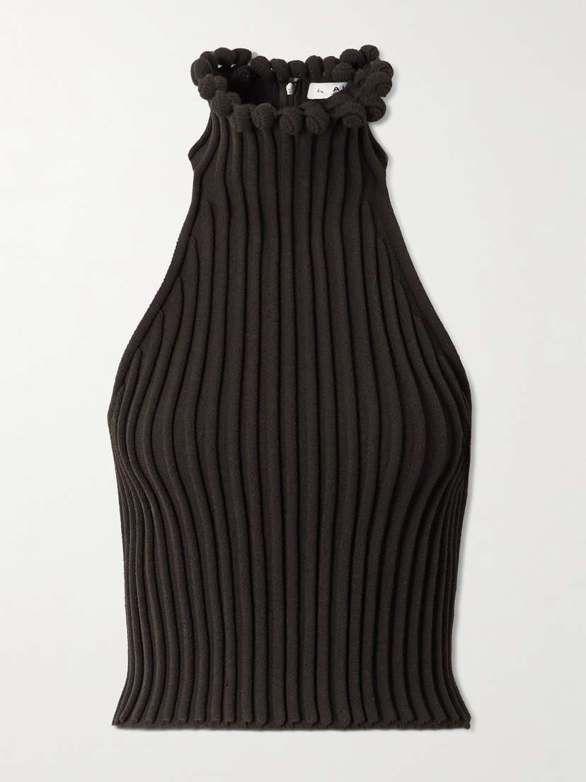 Alaïa Cropped Ribbed-knit Top