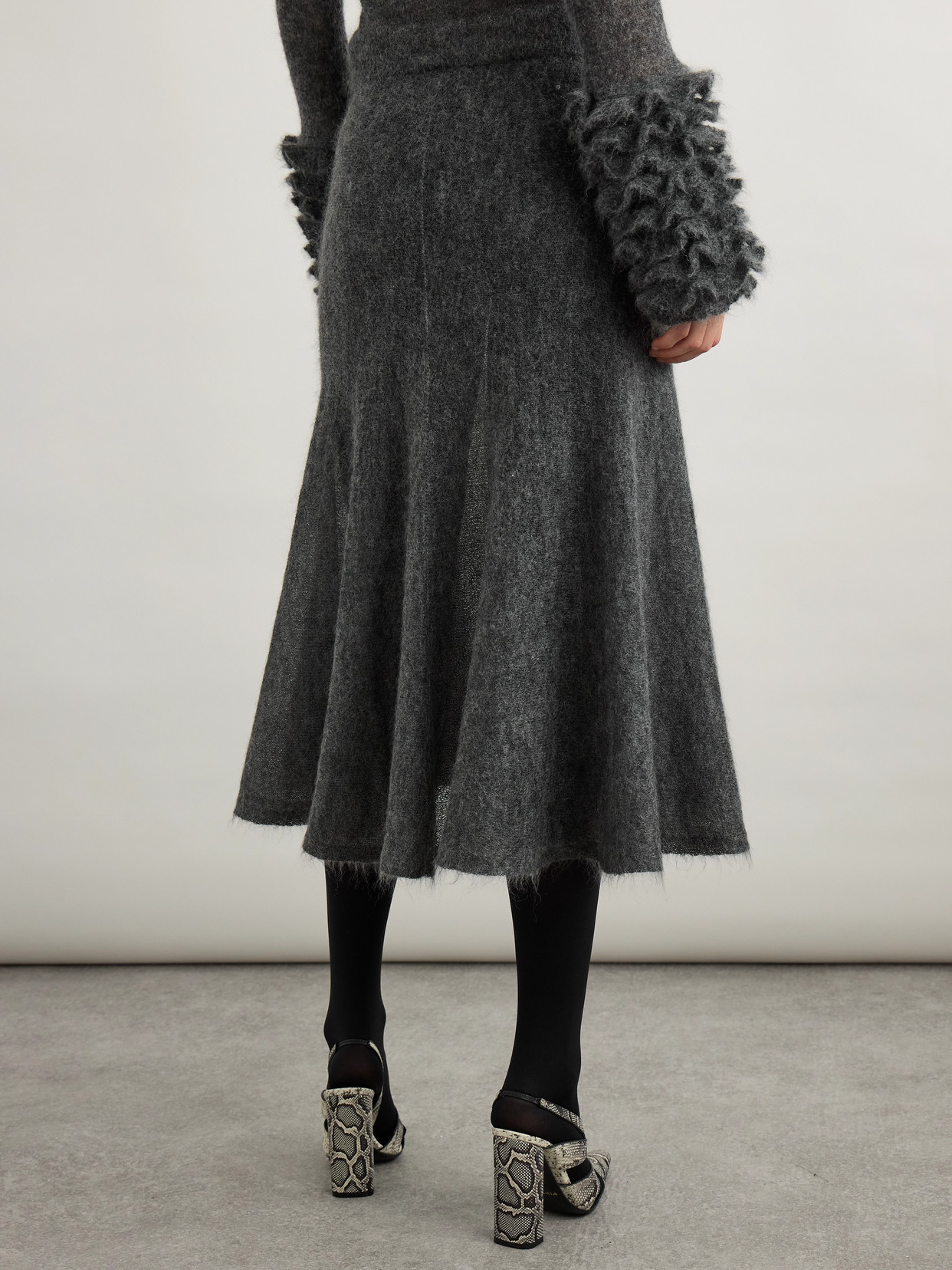 Alaïa Pleated Mohair-blend Midi Skirt In Black