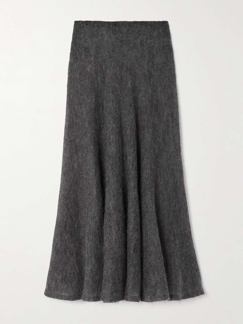 Alaïa Pleated Mohair-blend Midi Skirt
