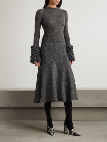 Alaïa Pleated mohair-blend midi skirt