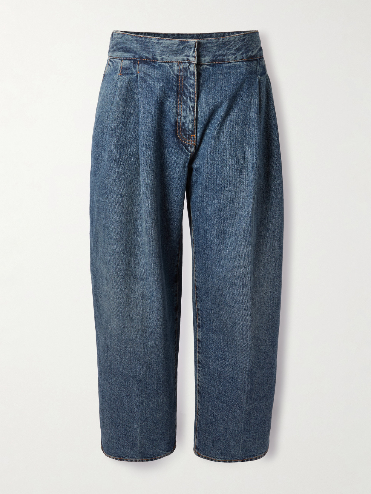 Alaïa Pleated Straight-leg Jeans In Blue