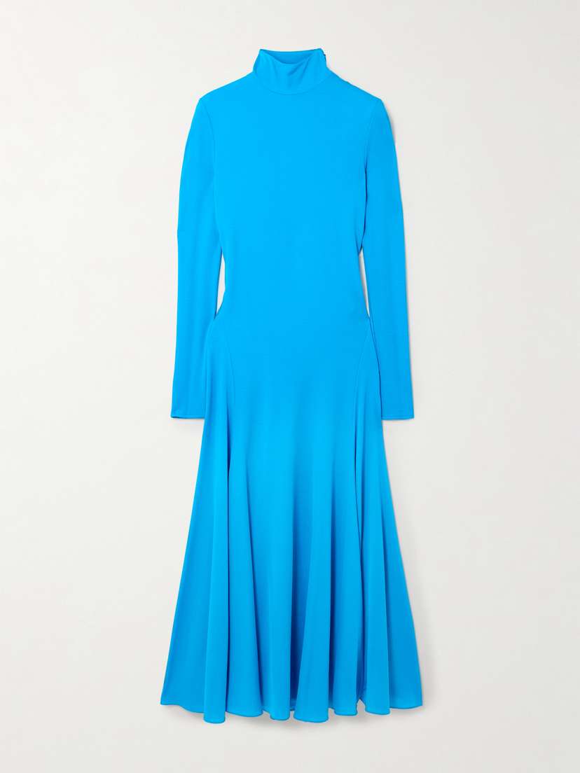 Alaïa Open-back Jersey Turtleneck Midi Dress