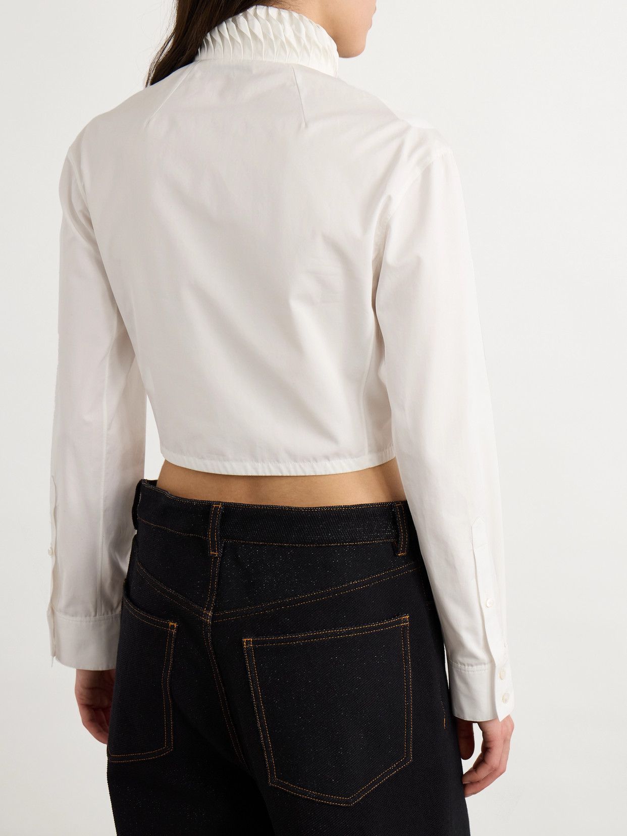 Alaïa - Cropped Folded Cotton-Poplin Shirt
