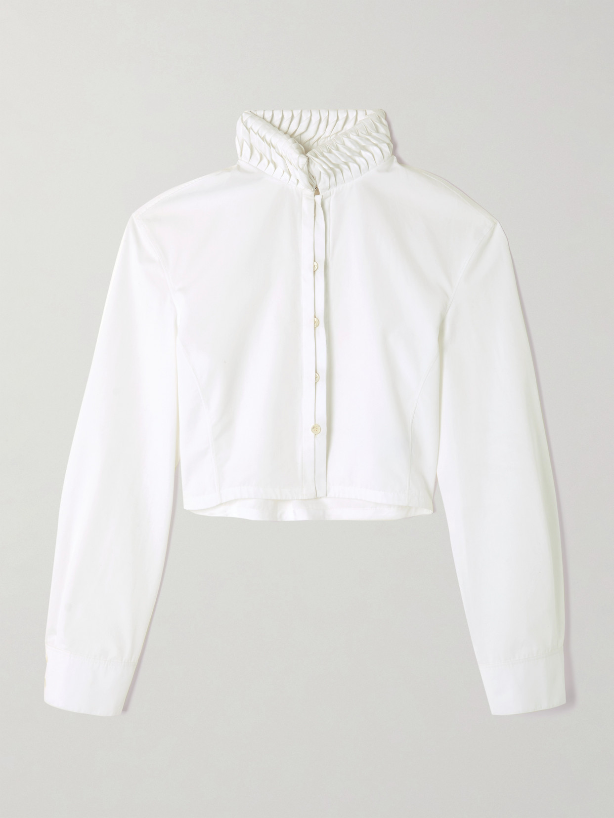 Alaïa Cropped Folded Cotton-poplin Shirt In White