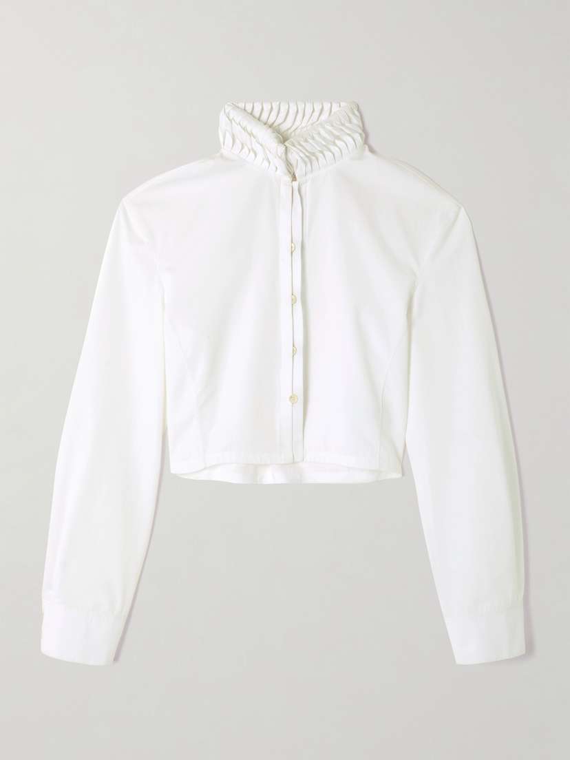 Alaïa Cropped Folded Cotton-poplin Shirt