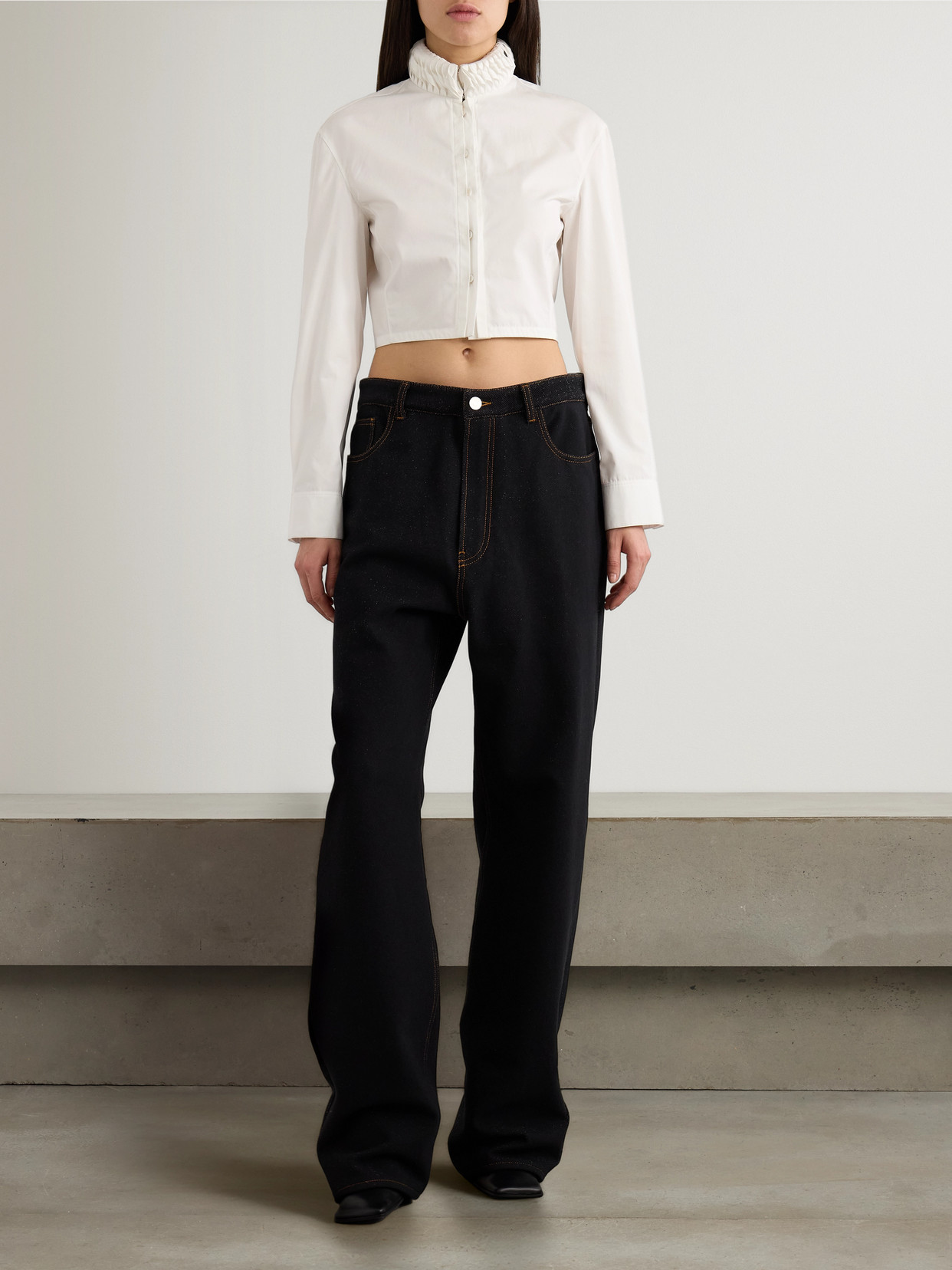 Alaïa - Cropped Folded Cotton-Poplin Shirt