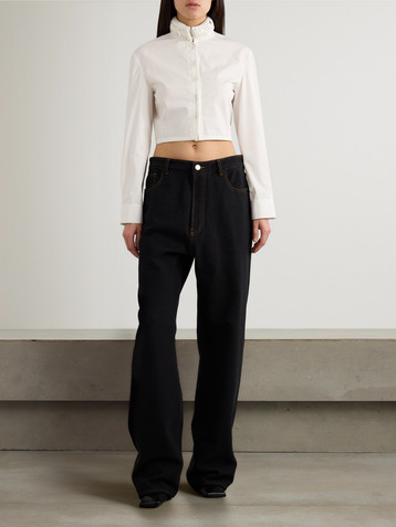 Alaïa Cropped folded cotton-poplin shirt
