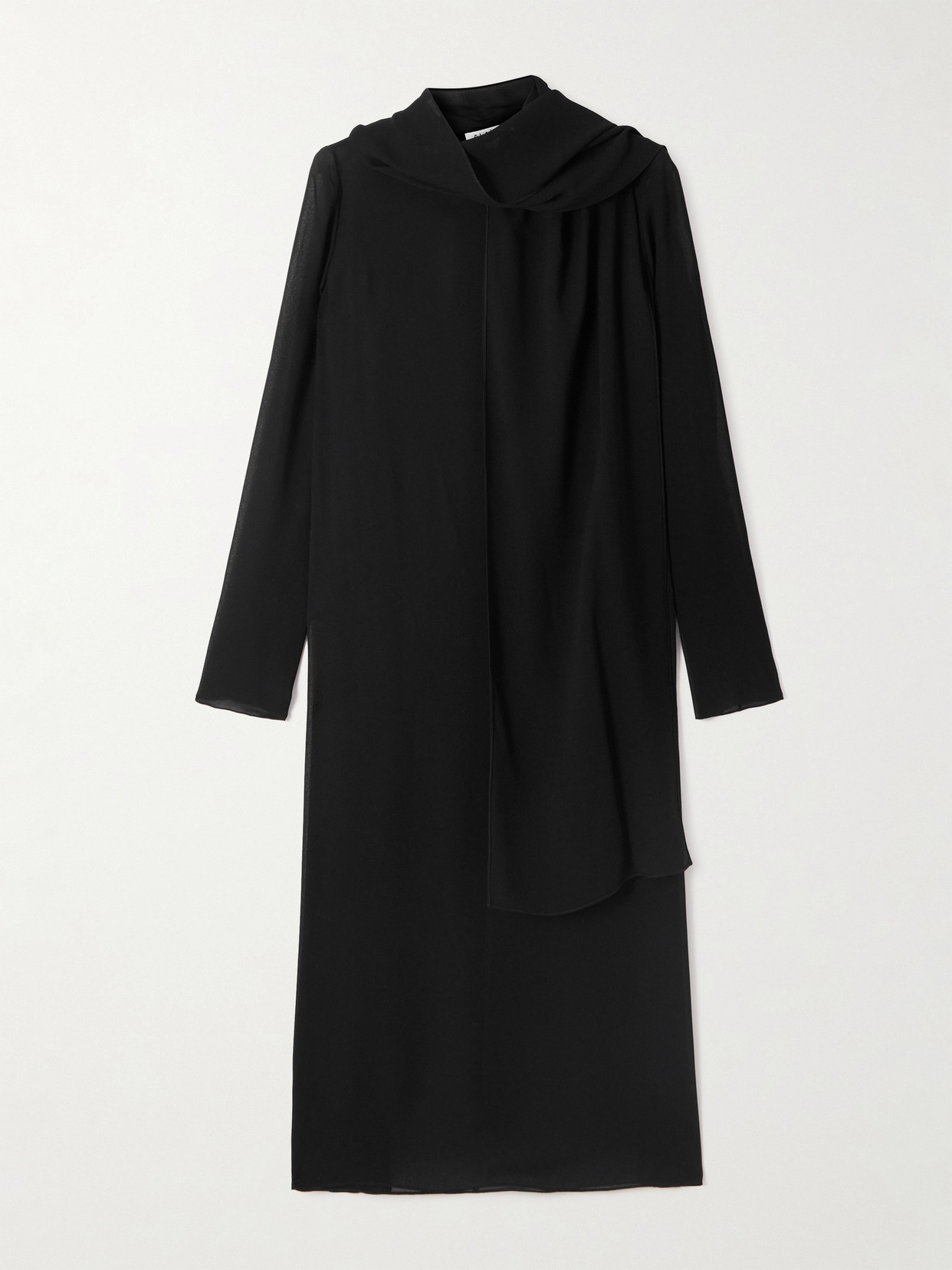 Alaïa Cutout Tie-neck Mesh Midi Dress In Black