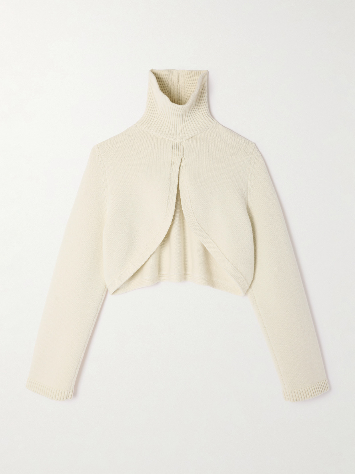 Alaïa Cropped Cashmere-blend Turtleneck Sweater In White