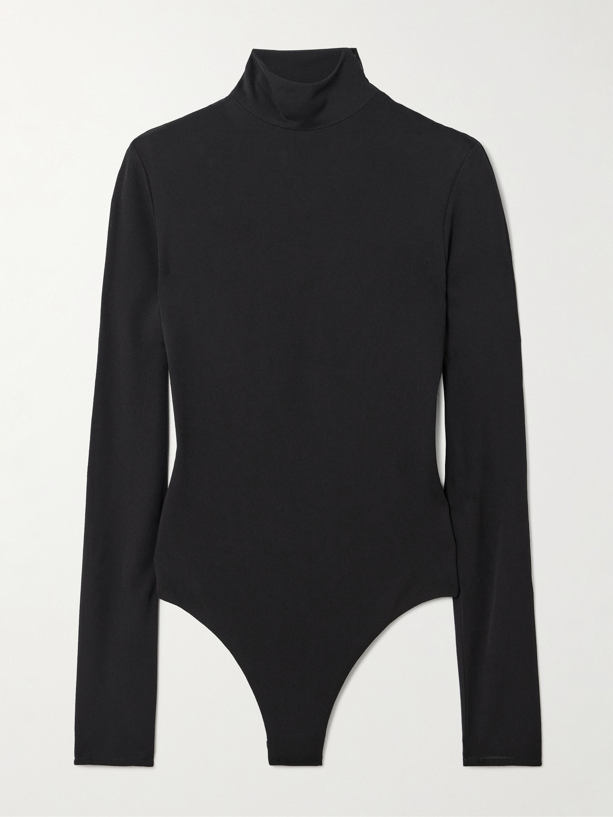 Alaïa Open-back Jersey Turtleneck Bodysuit In Black