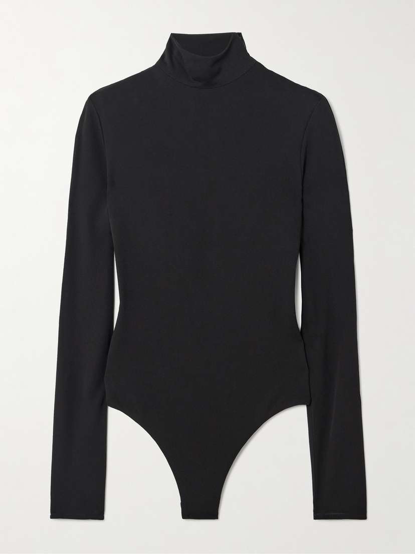 Alaïa Open-back Jersey Turtleneck Bodysuit