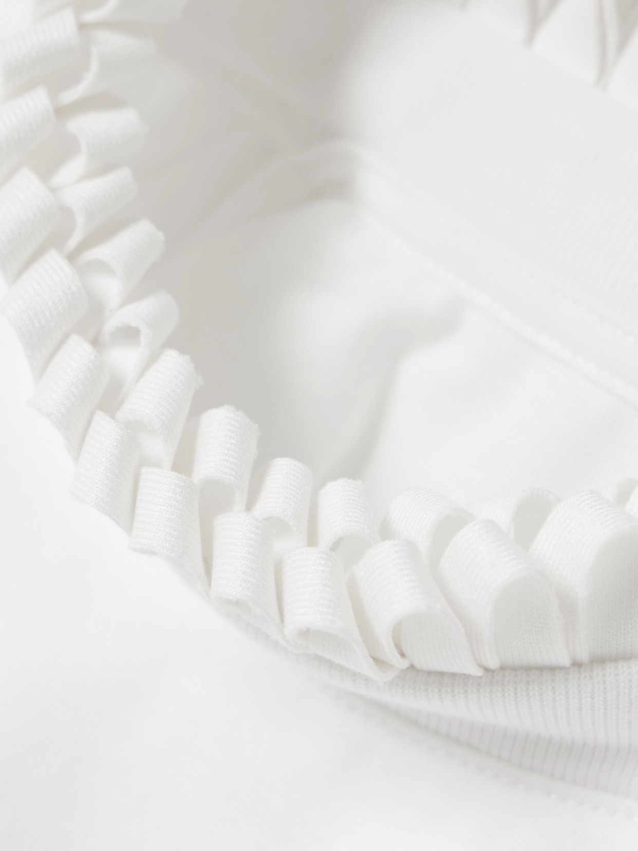 Alaïa Cropped Ruffled Cotton-jersey Turtleneck T-shirt In White