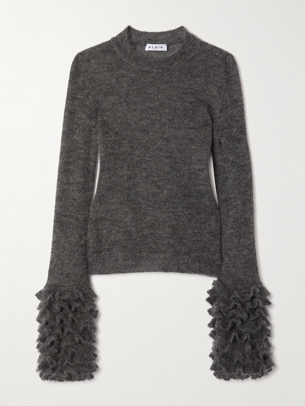 Alaïa Ruched Mohair-blend Sweater In Gray
