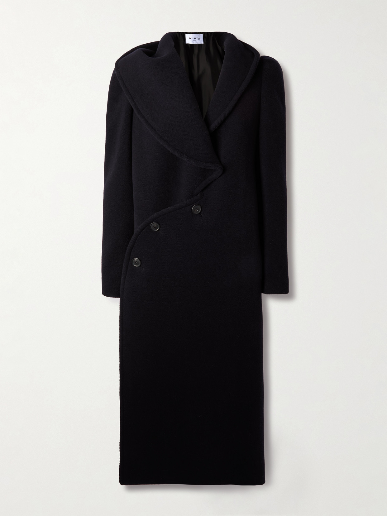 Alaïa Hooded Wool Coat In Blue